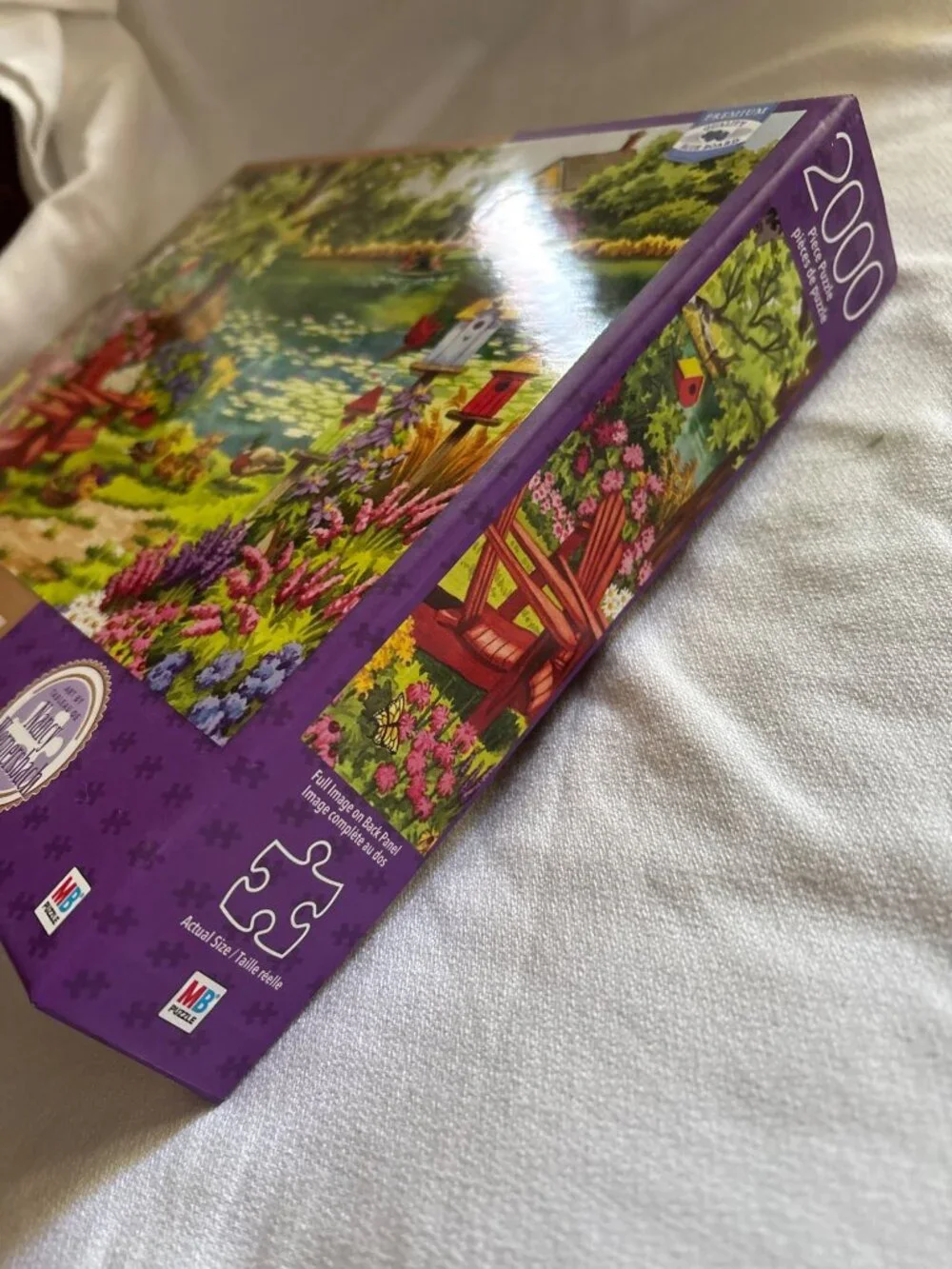 Garden By The Lake Puzzle Nancy Wernersbach Art Premium Blue Board 24x32  MB Puz